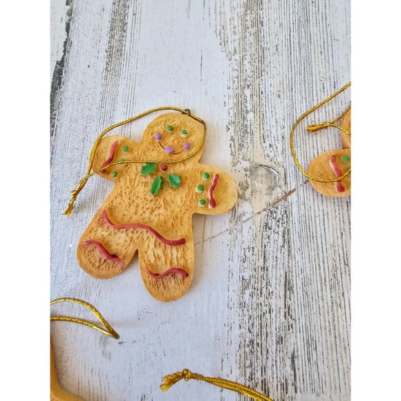 Vintage gingerbread cookie star heart ornament set Xmas tree - Picture 5 of 9